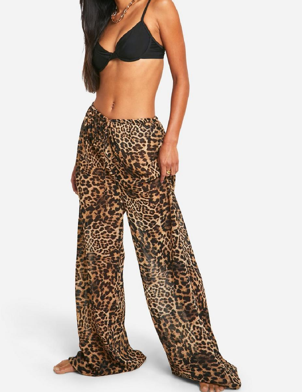 Pantaloni de plaja Boohoo, animal print
