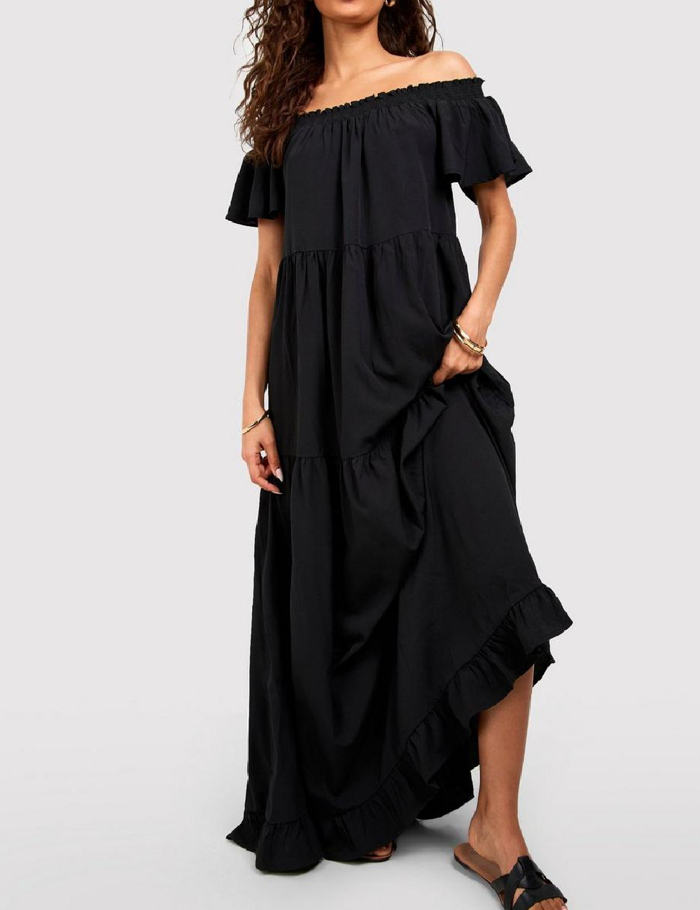 Rochie lunga Boohoo, negru