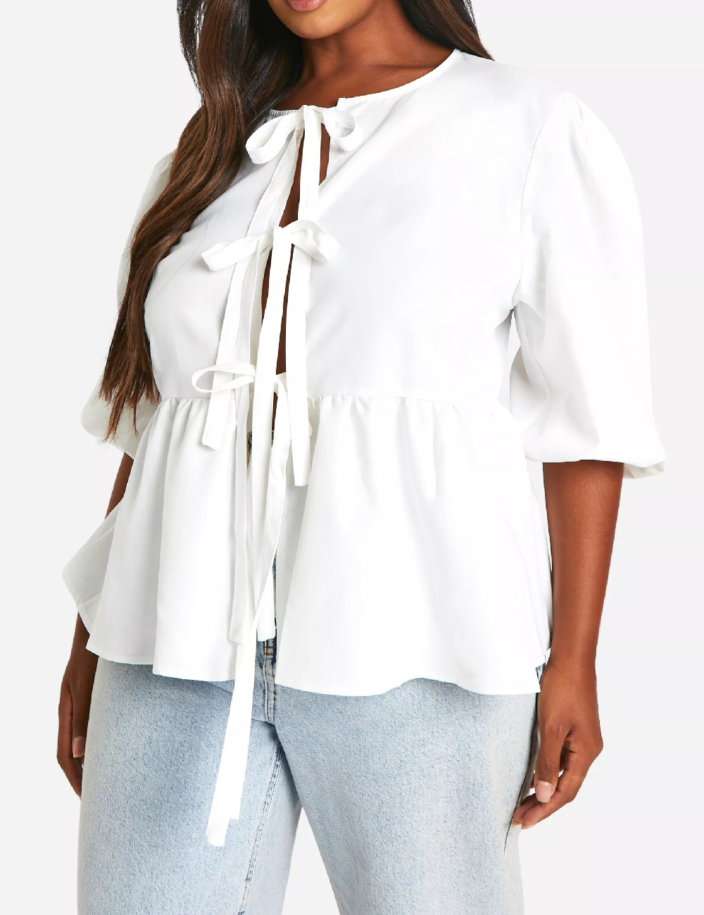 Bluza Boohoo Plus Size, alb
