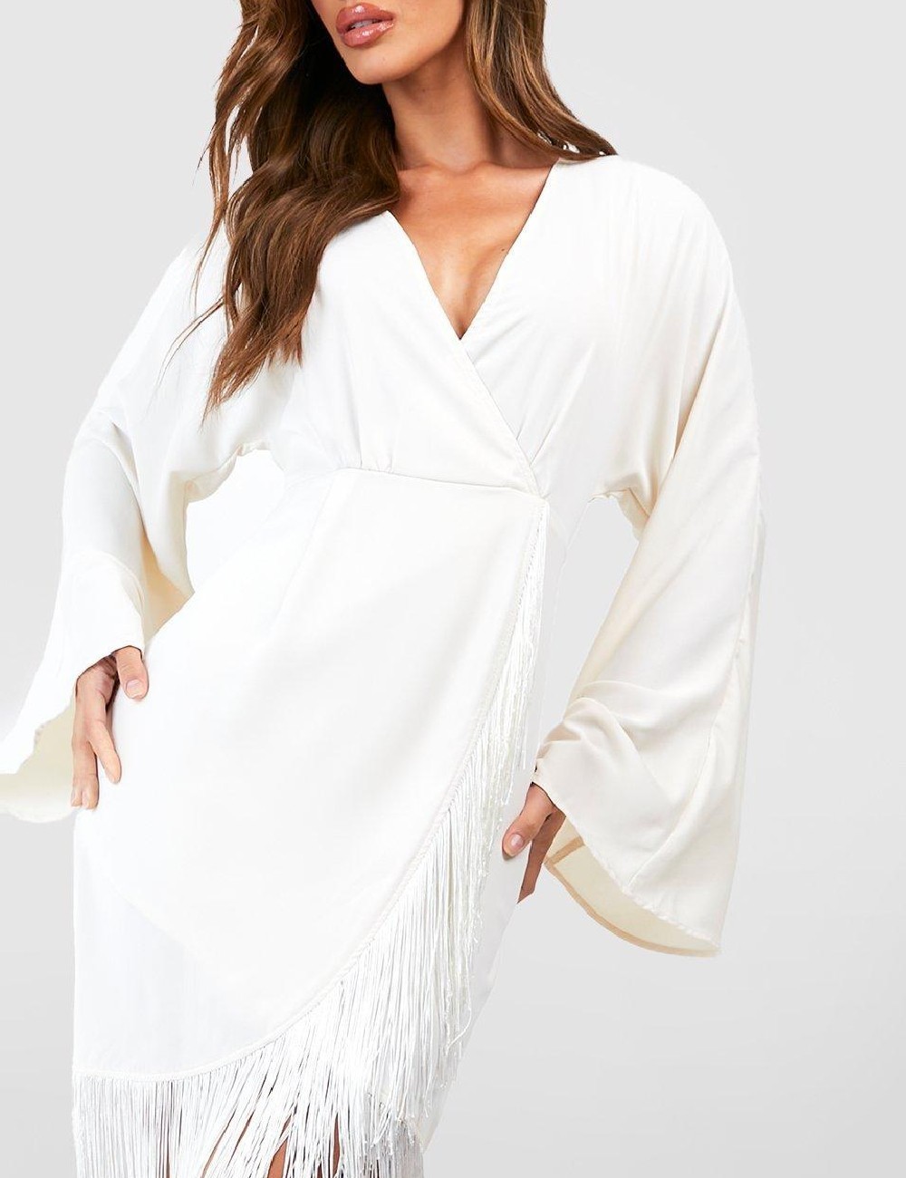 Rochie medie Boohoo, ecru - 1 | YEO