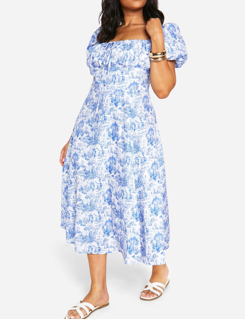 Rochie medie Boohoo Plus Size, albastru - 1 | YEO
