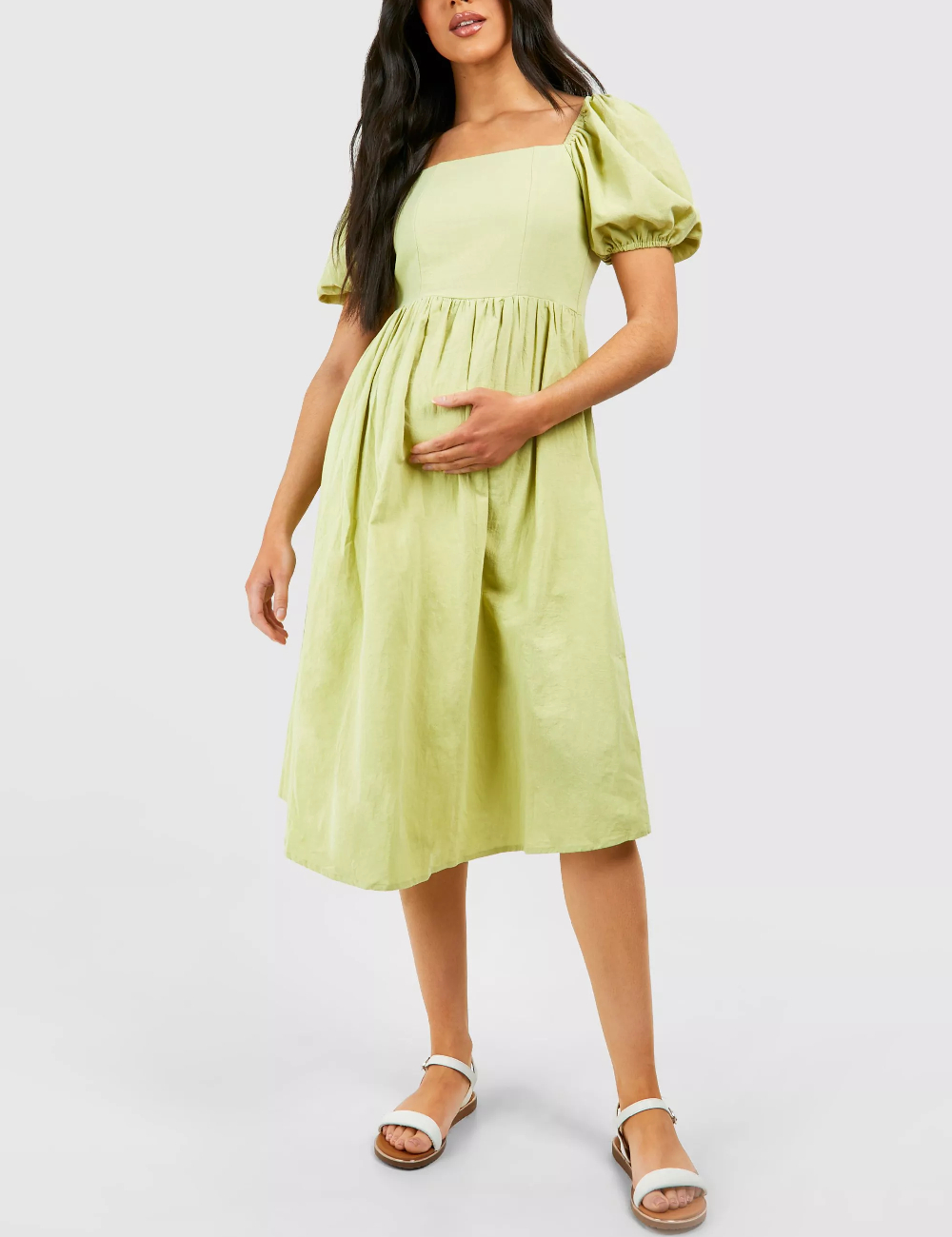Rochie medie Boohoo maternity, verde