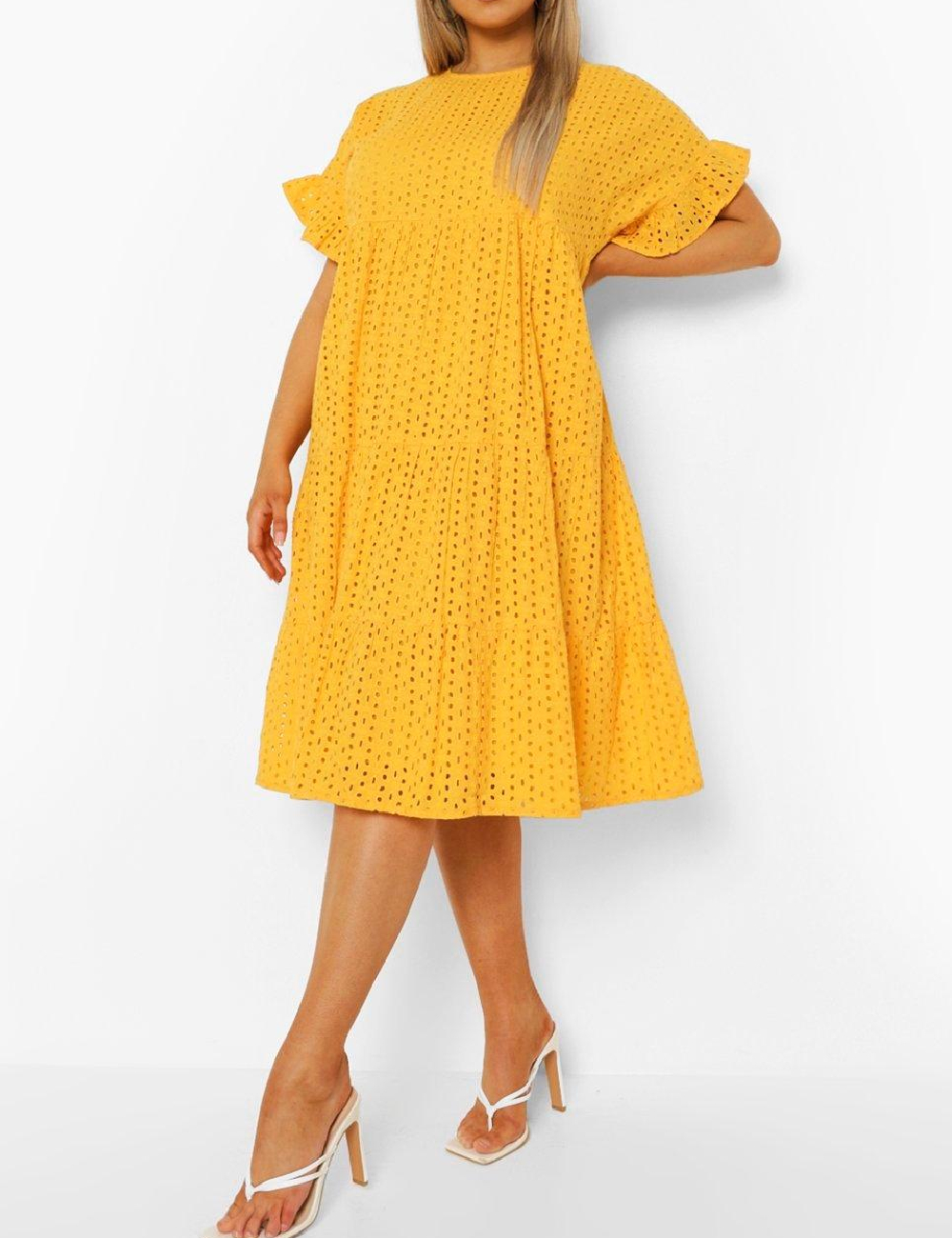 Rochie scurta Boohoo Plus Size, galben
