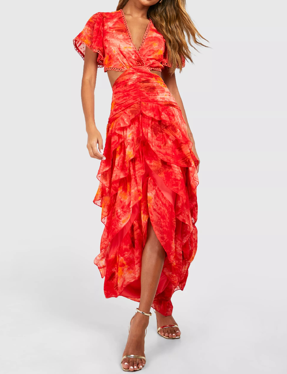 Rochie lunga Boohoo, rosu