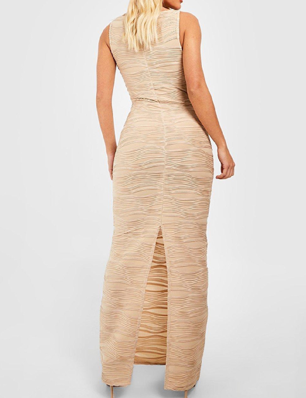 Rochie lunga Boohoo, crem - 1 | YEO