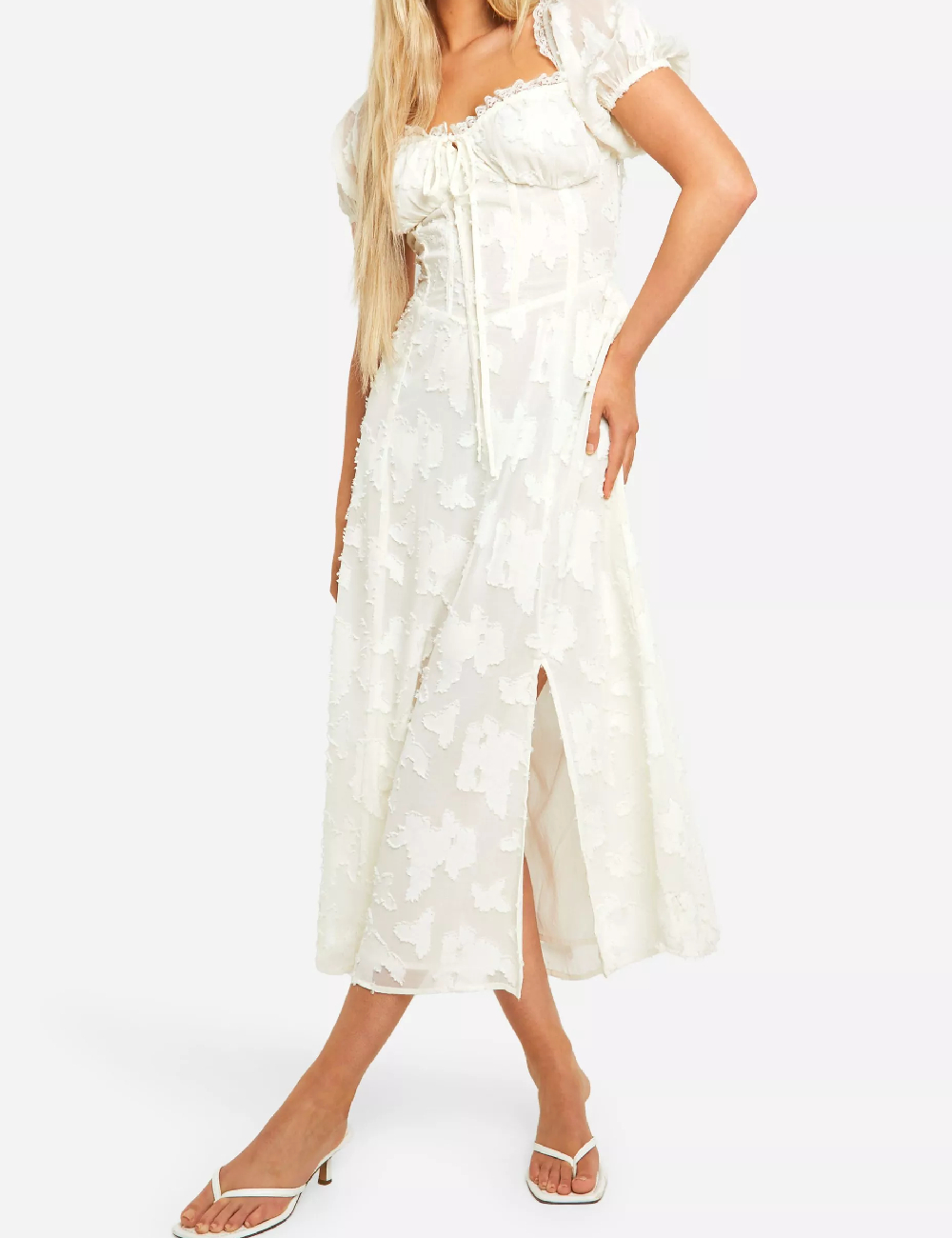 Rochie medie Boohoo, alb
