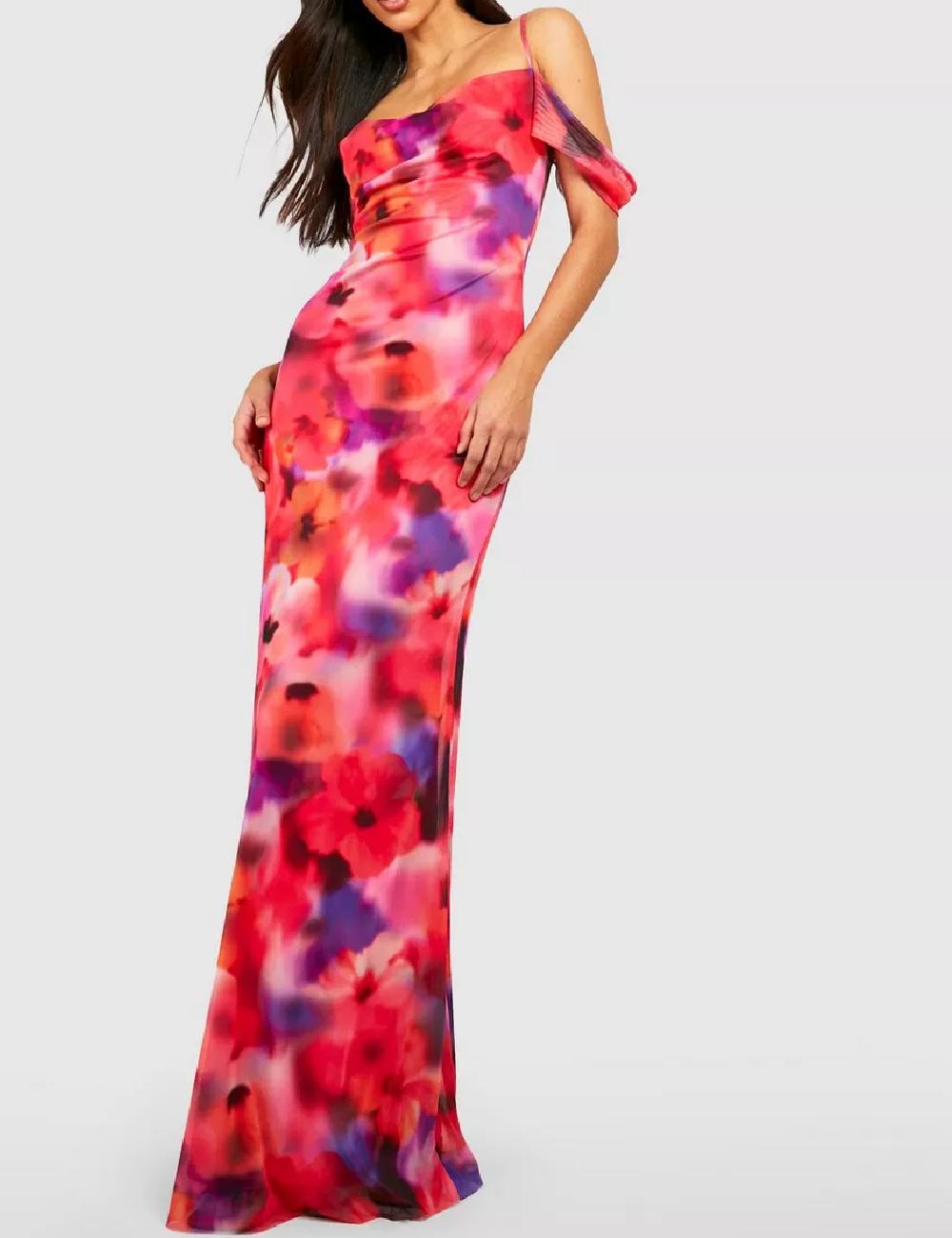 Rochie lunga Boohoo, mix culori