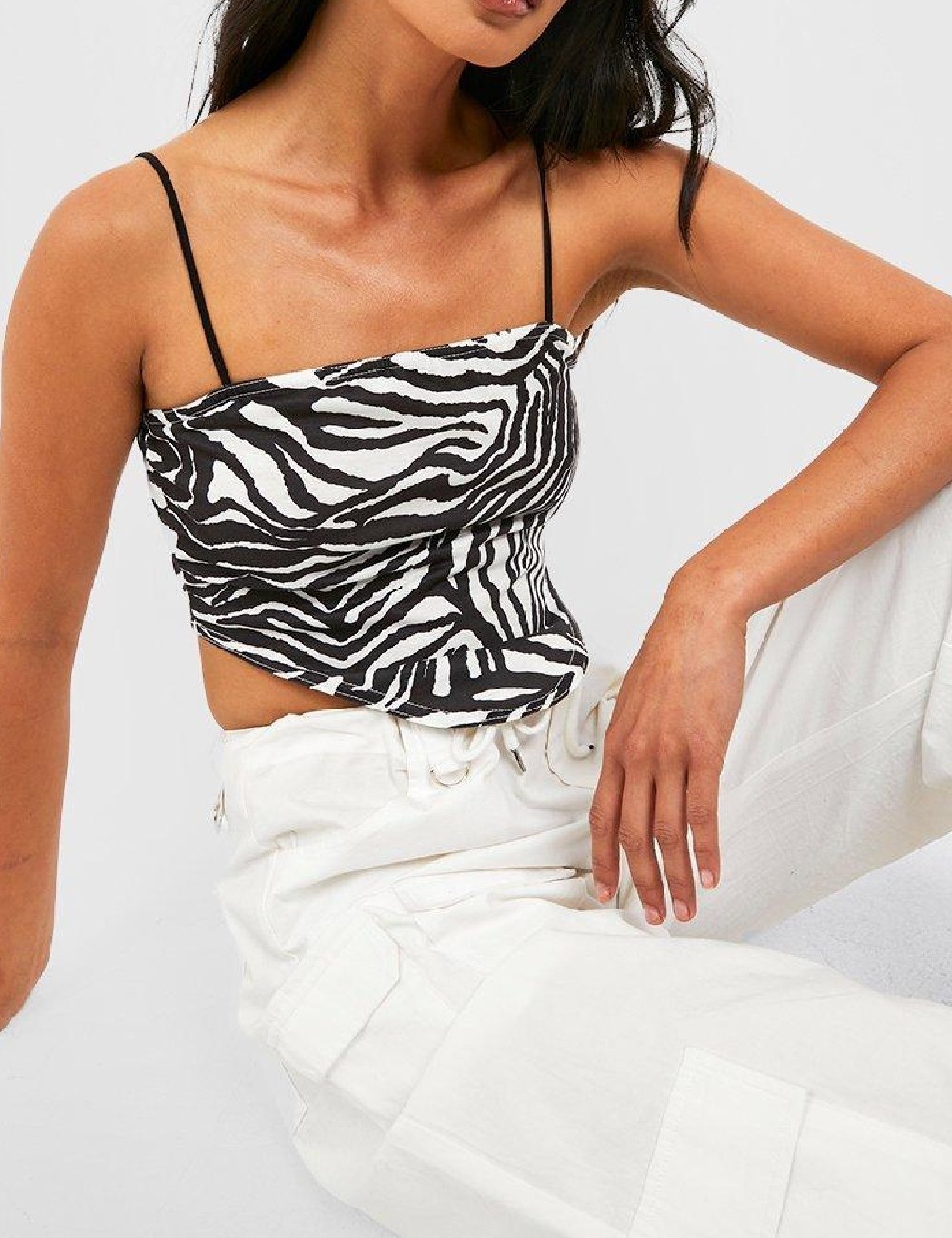 Top Boohoo, alb/negru - 1 | YEO