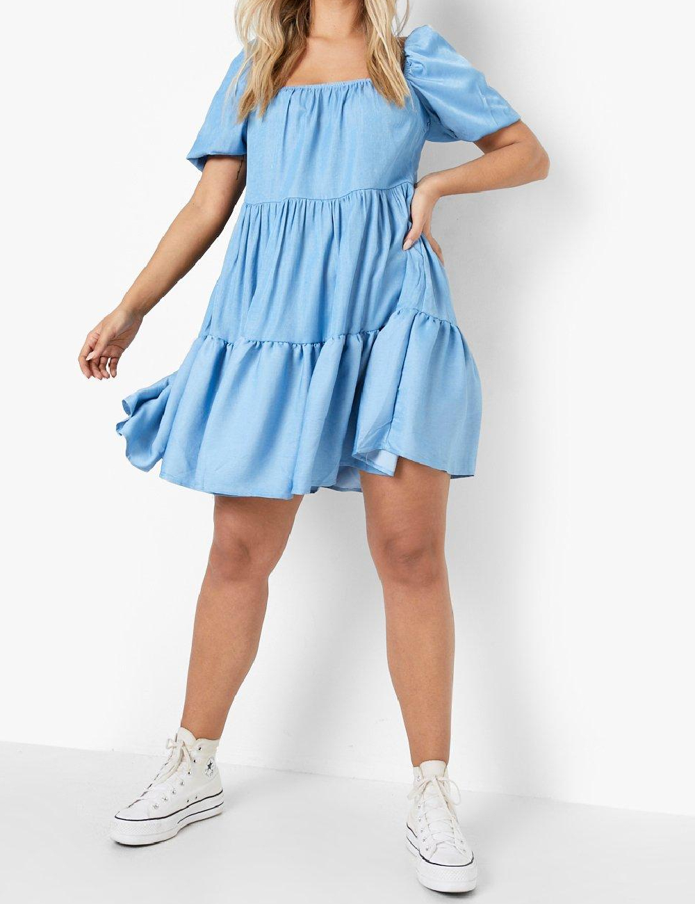 Rochie scurta Boohoo Plus Size, albastru