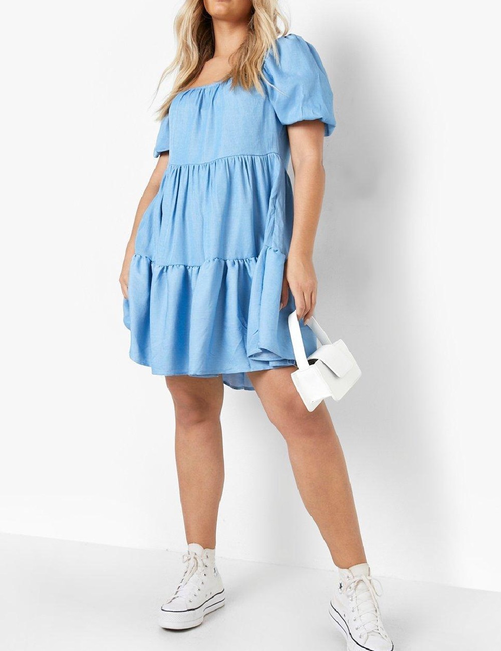 Rochie scurta Boohoo Plus Size, albastru - 1 | YEO