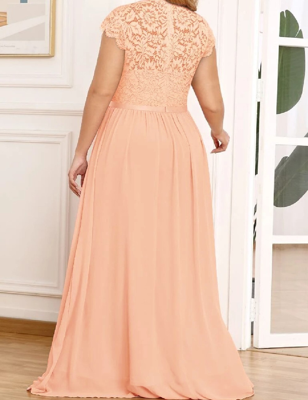 Rochie lunga Miusol Plus Size, piersica - 1 | YEO