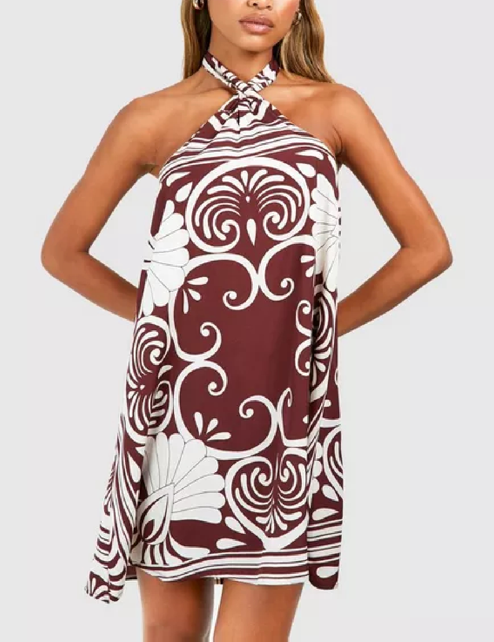 Rochie scurta Boohoo, maro