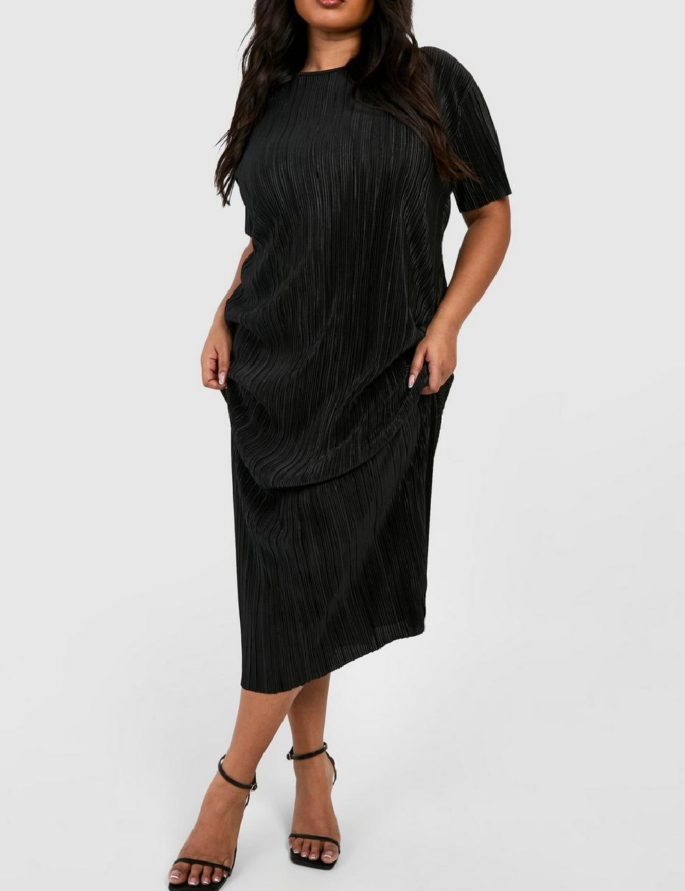Rochie medie Boohoo Plus Size, negru