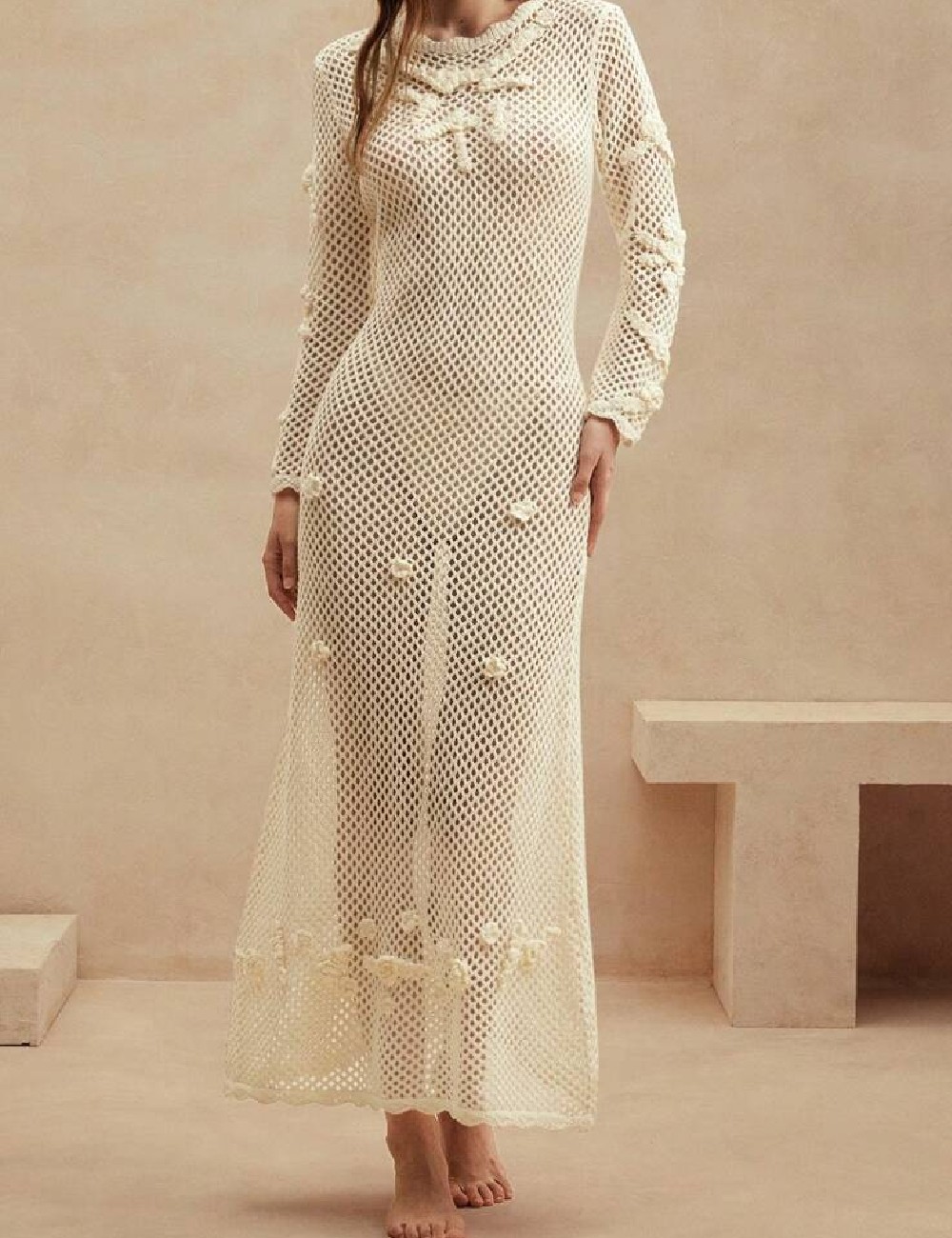 Rochie de plaja Anewsta, crem - 1 | YEO