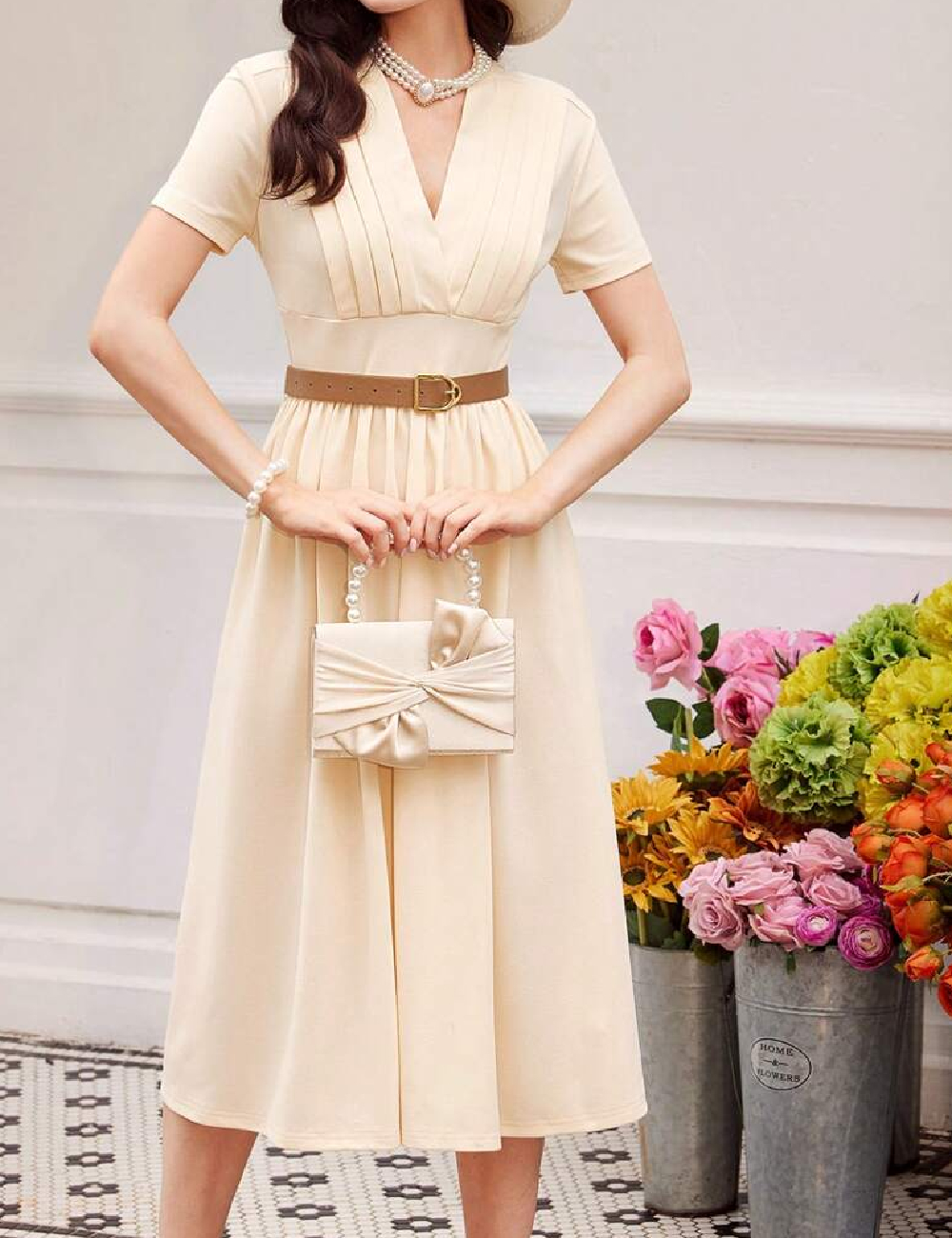 Rochie medie SHEIN, crem