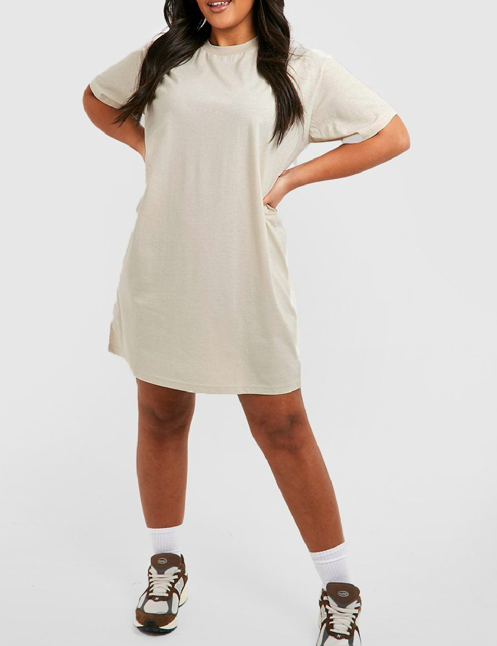 Rochie scurta Boohoo Plus Size, bej