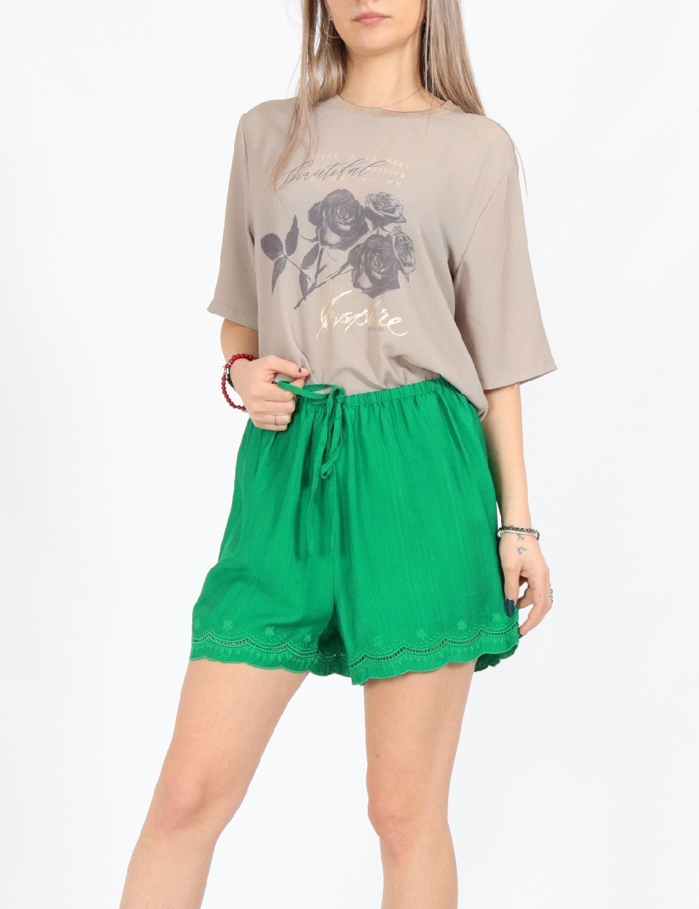 Pantaloni scurti Vero Moda, verde - 1 | YEO