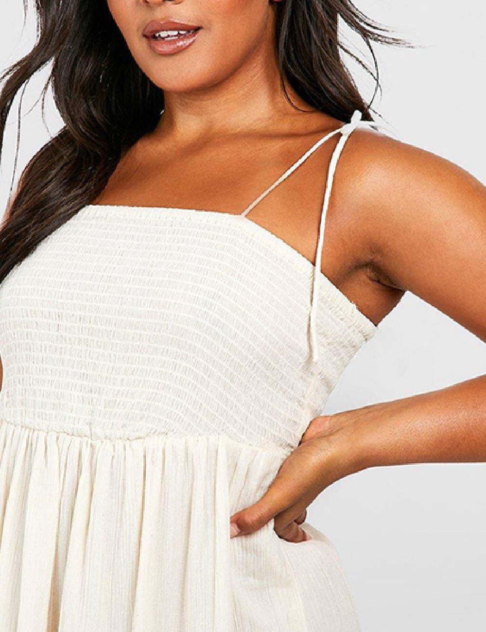 Rochie lunga Boohoo Plus Size, ecru - 1 | YEO