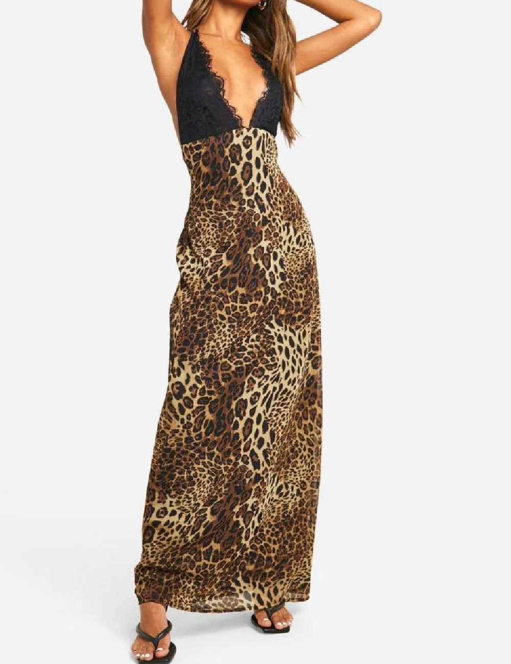 Rochie lunga Boohoo, animal print