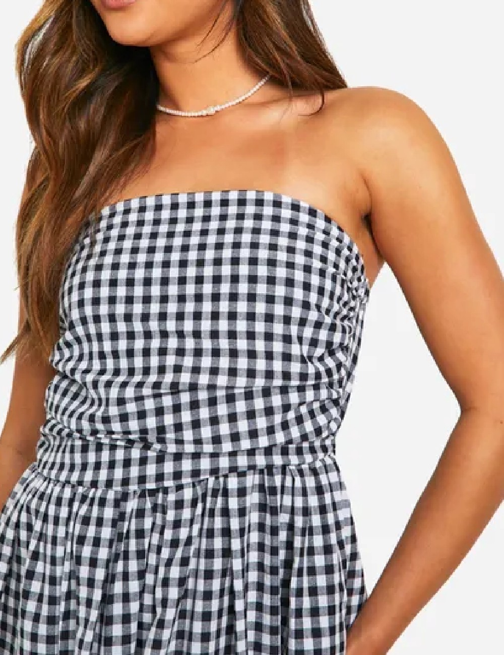 Rochie lunga Boohoo, alb/negru - 1 | YEO