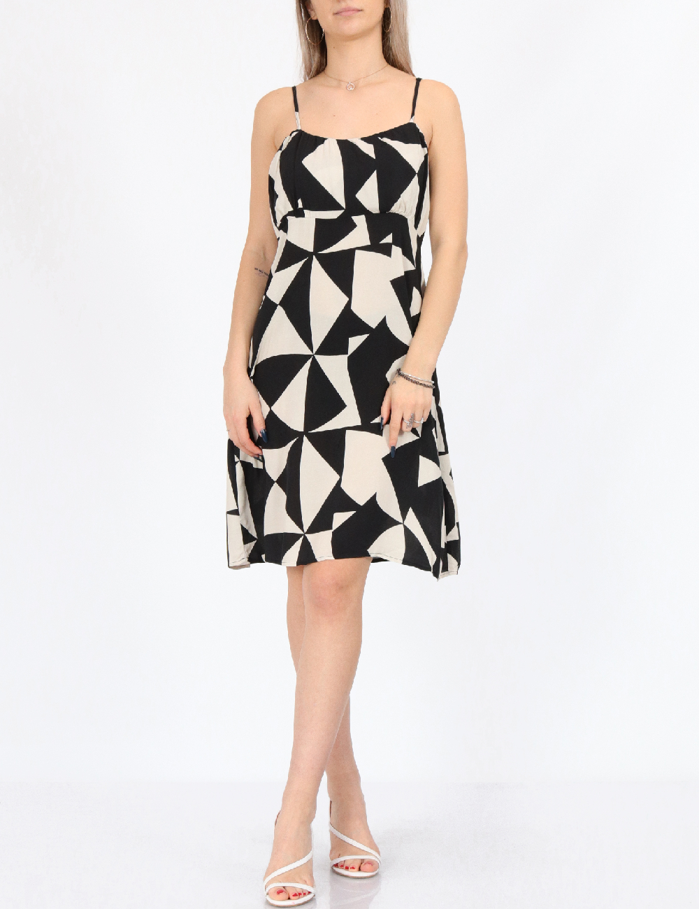 Rochie scurta Only, alb/negru