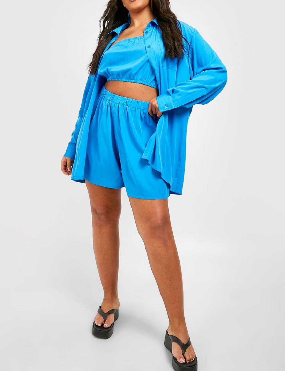Compleu Boohoo Plus Size, albastru