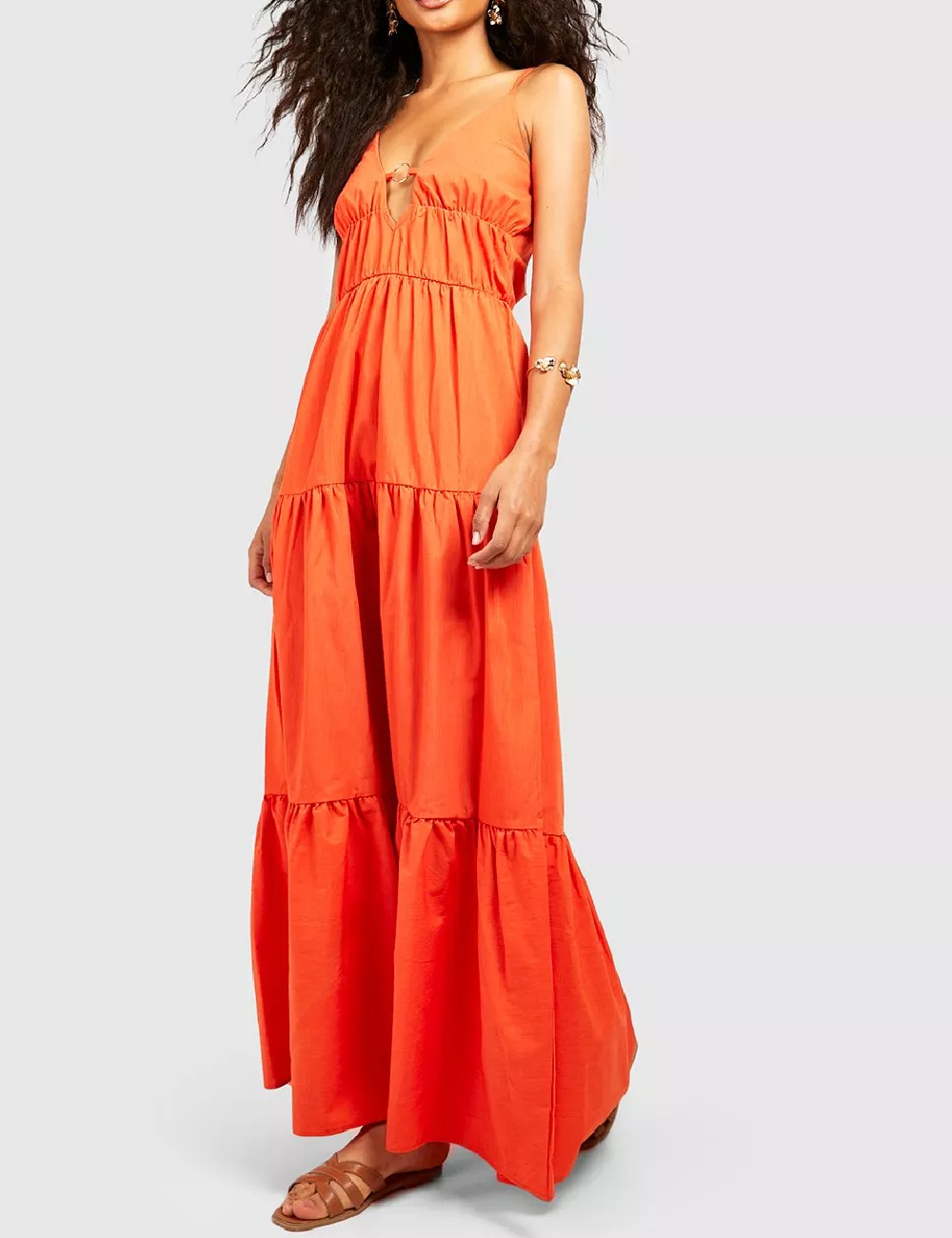 Rochie lunga Boohoo, portocaliu