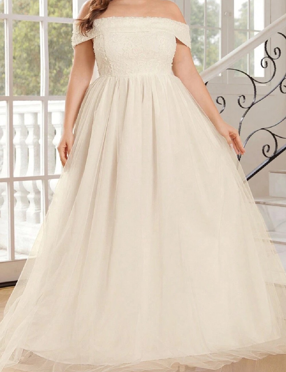 Rochie lunga SHEIN CURVE, crem - 1 | YEO