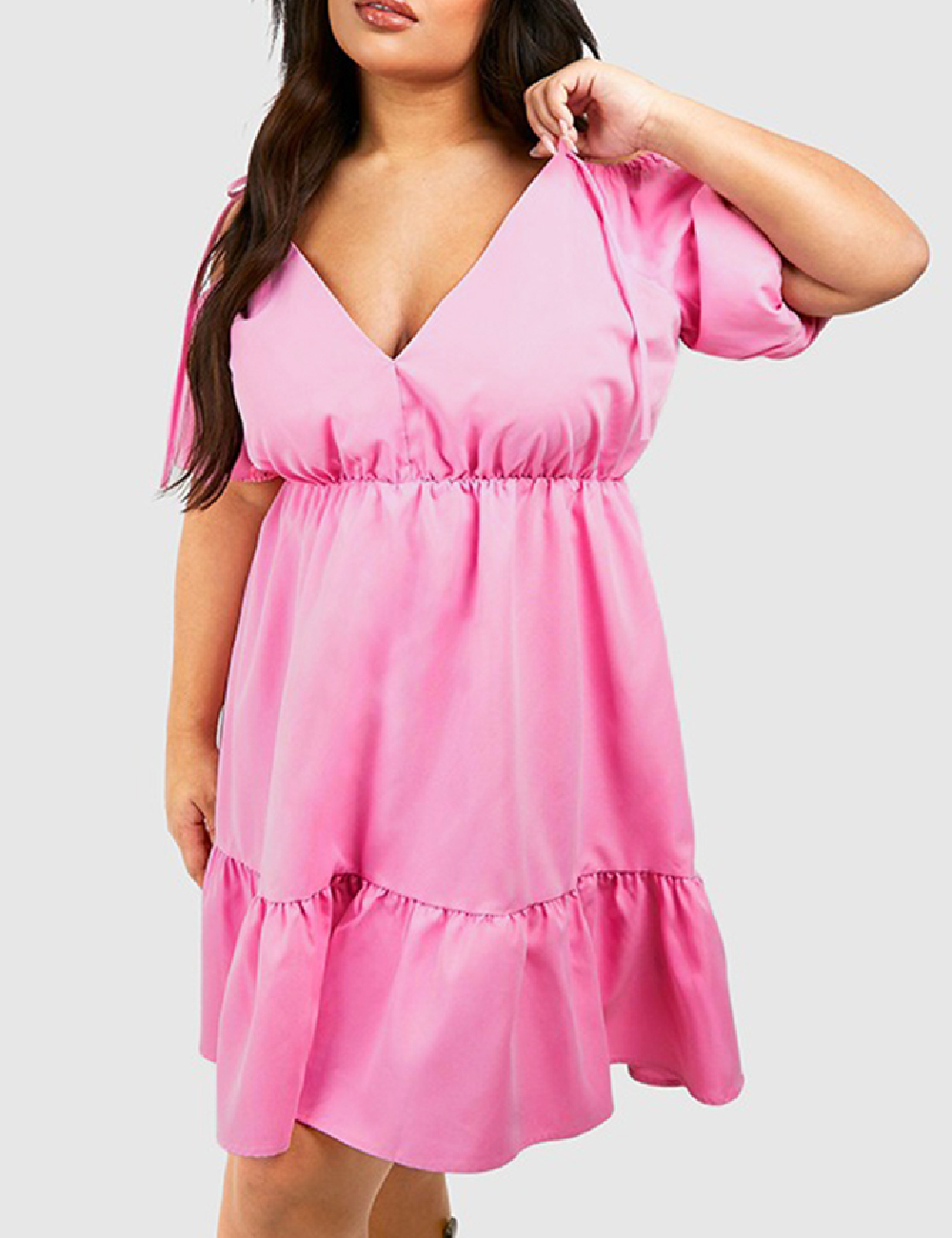 Rochie scurta Boohoo Plus Size, roz