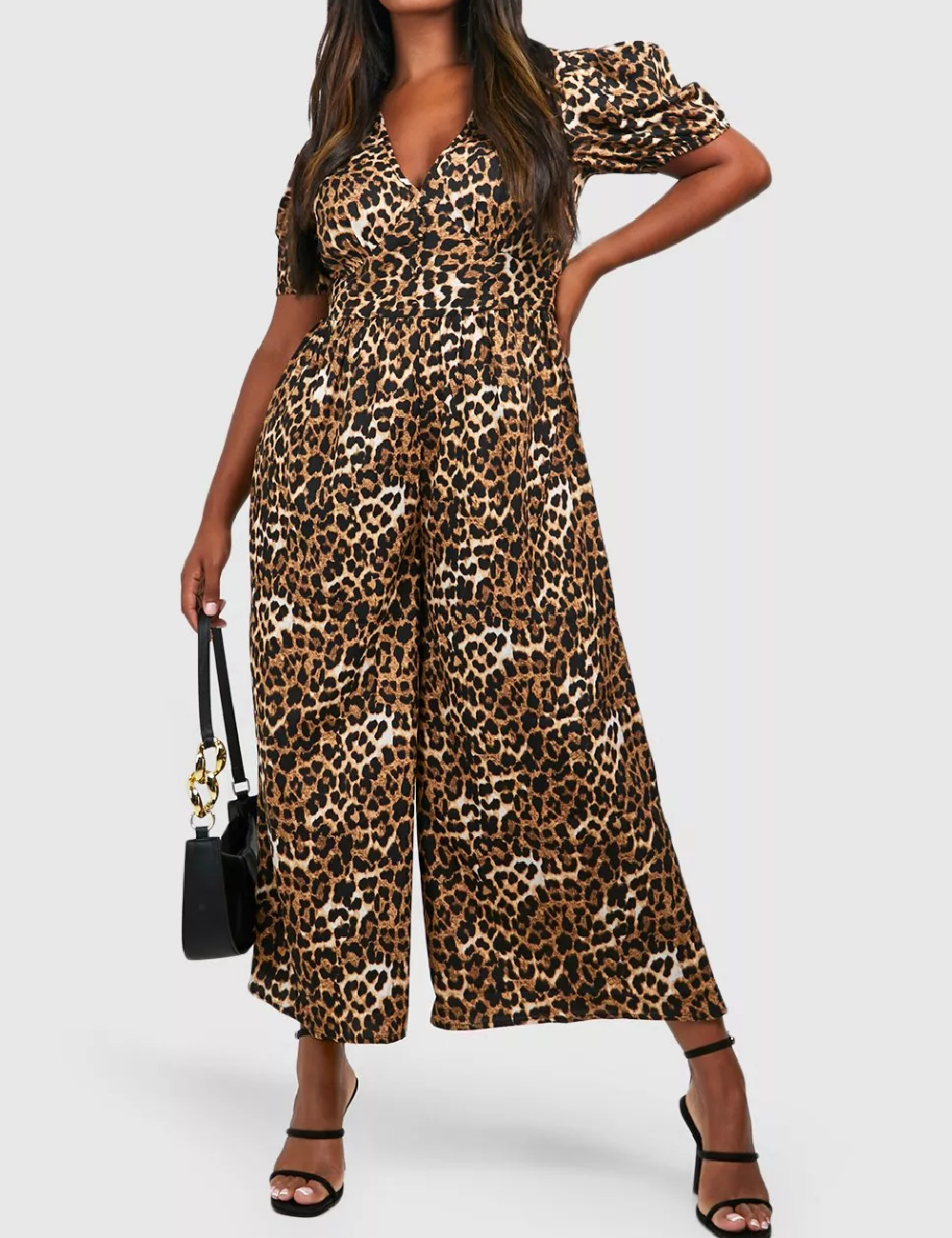 Salopeta Boohoo Plus Size, animal print