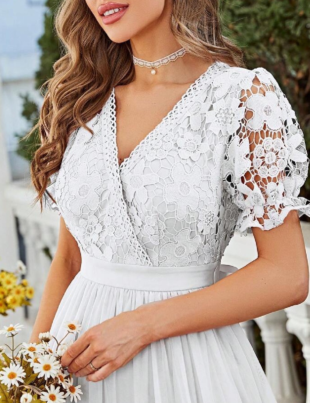Rochie medie Simplee, alb - 1 | YEO