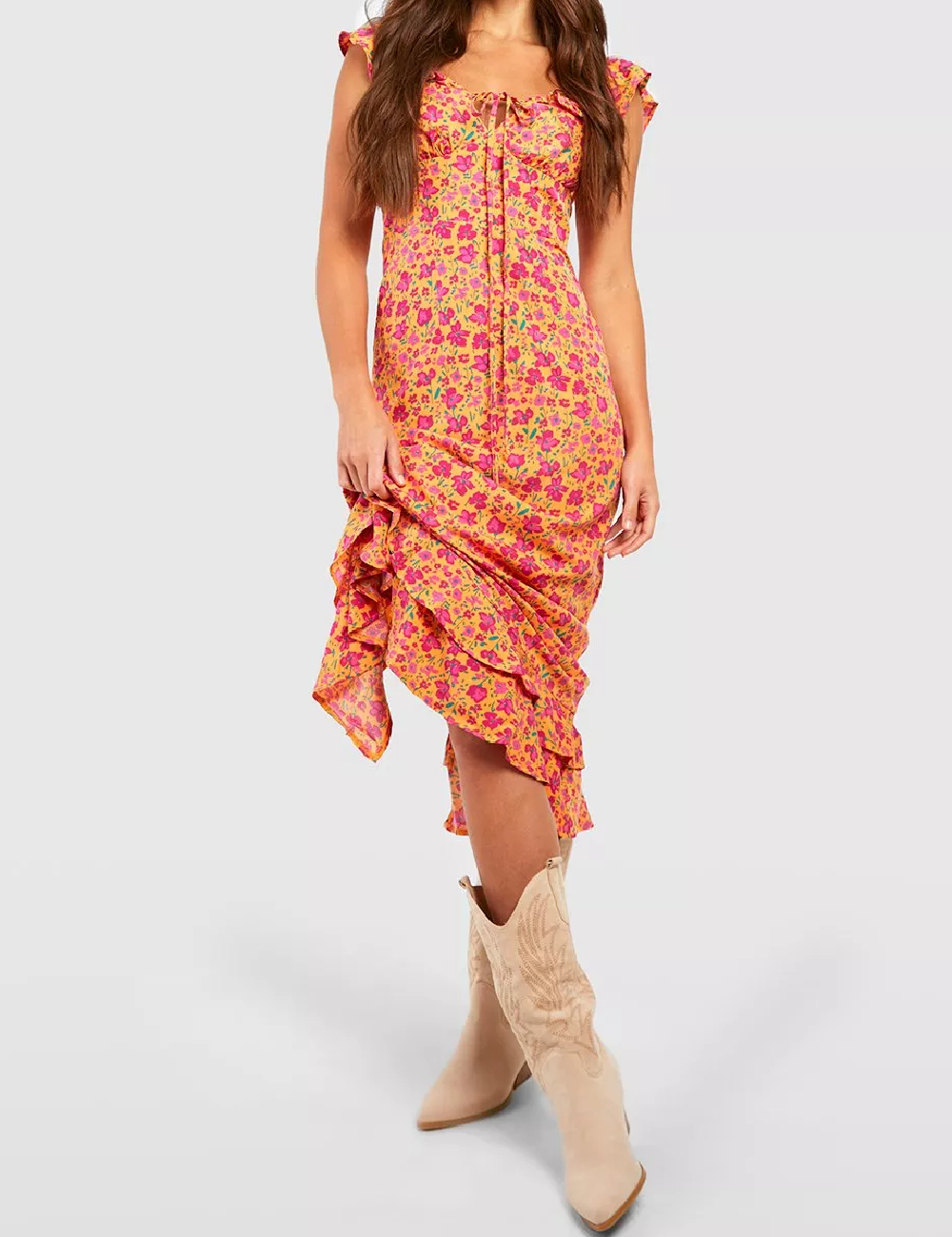 Rochie medie Boohoo, floral print