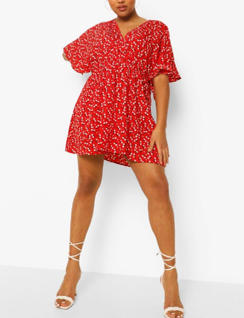 Rochie scurta Boohoo Plus Size, rosu