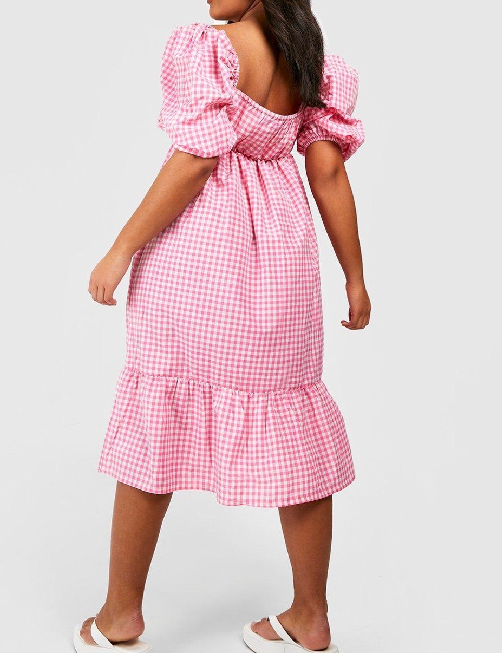 Rochie medie Boohoo Plus Size, roz - 1 | YEO