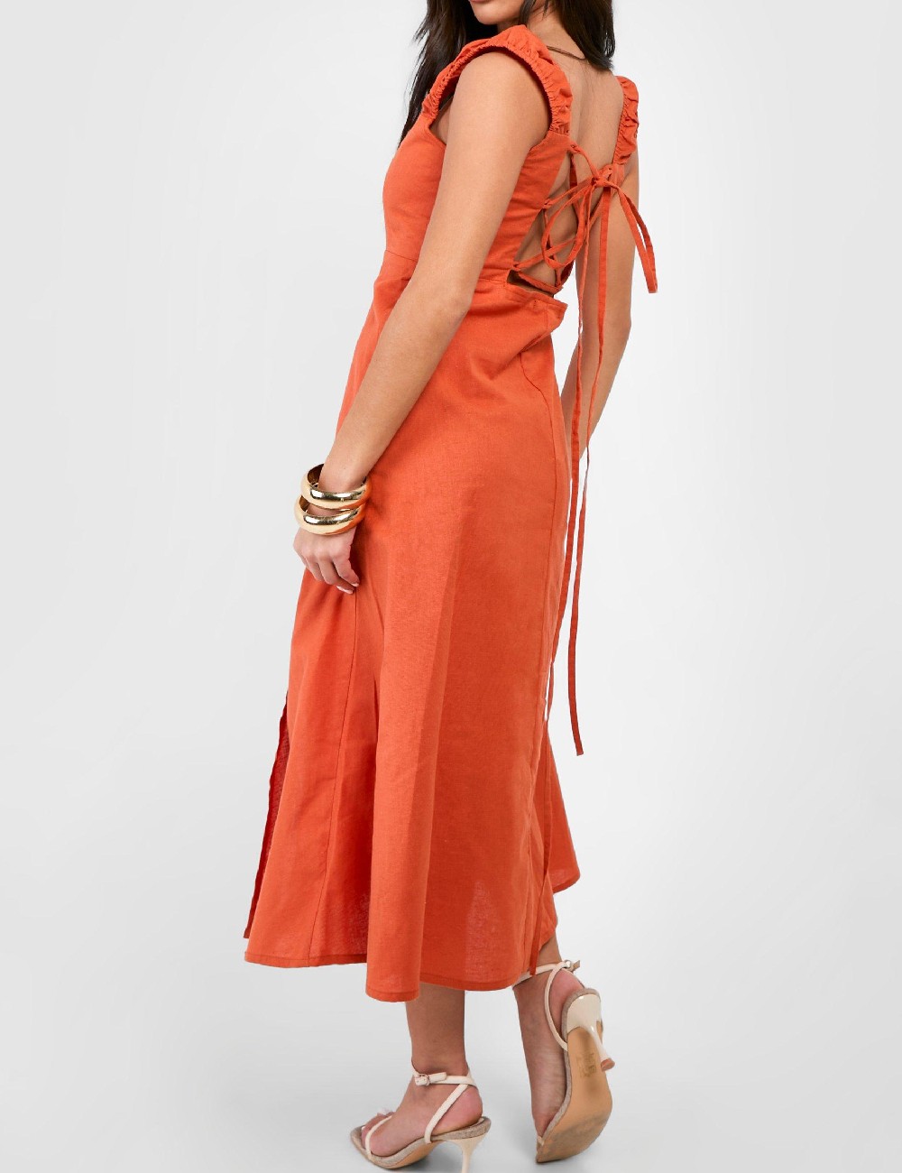 Rochie lunga Boohoo, caramiziu - 1 | YEO
