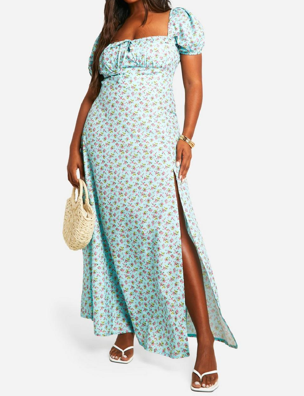 Rochie lunga Boohoo Plus Size, turcoaz