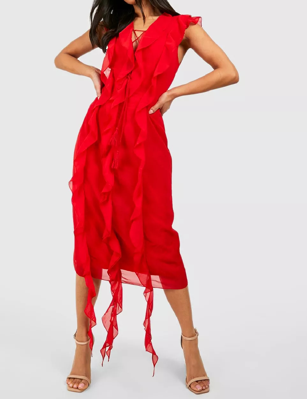 Rochie medie Boohoo, rosu