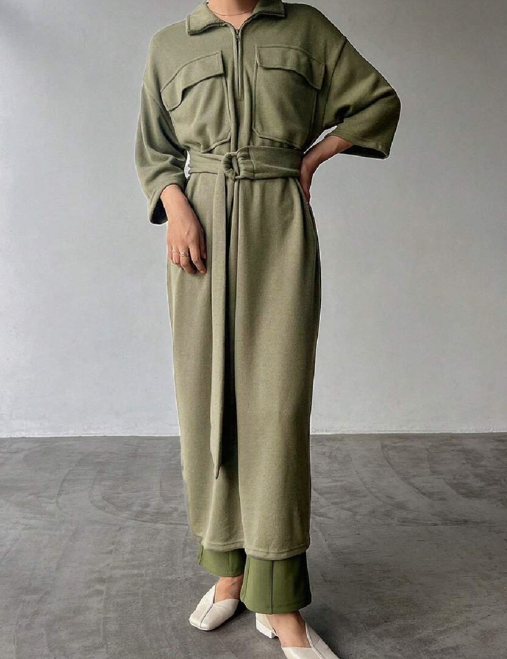 Rochie medie Friful, verde - 1 | YEO