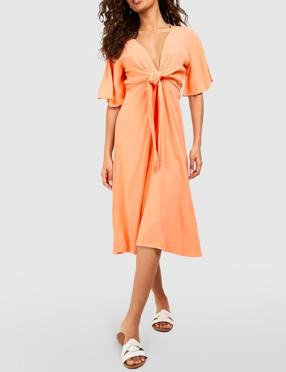 Rochie medie Boohoo, piersica