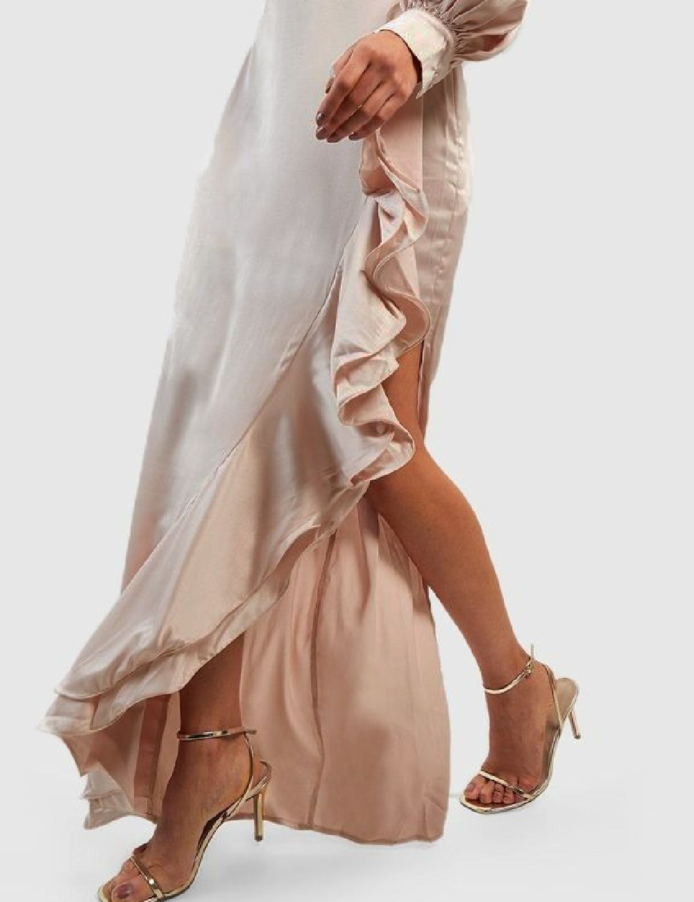 Rochie lunga Boohoo, crem - 1 | YEO