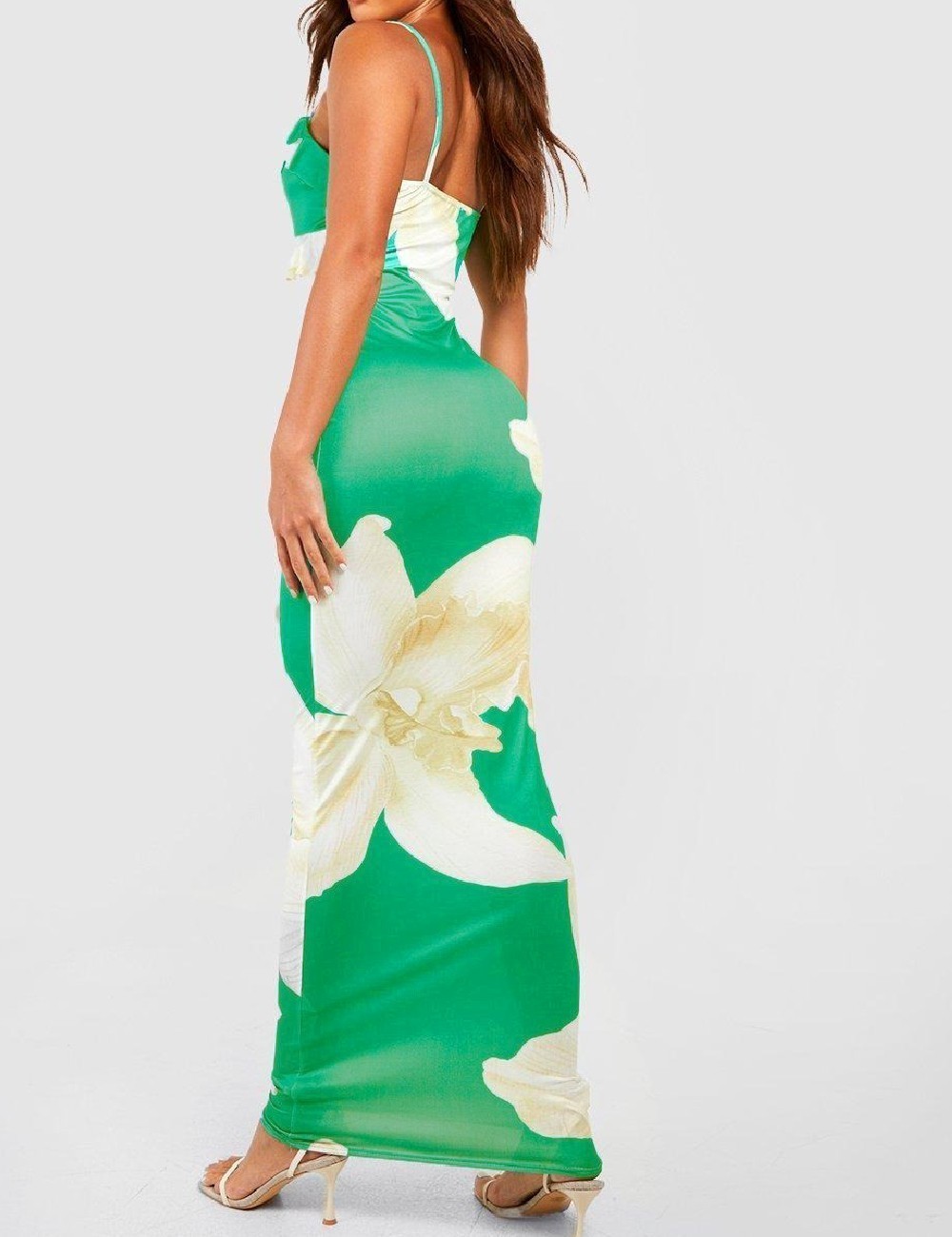 Rochie lunga Boohoo, verde - 1 | YEO