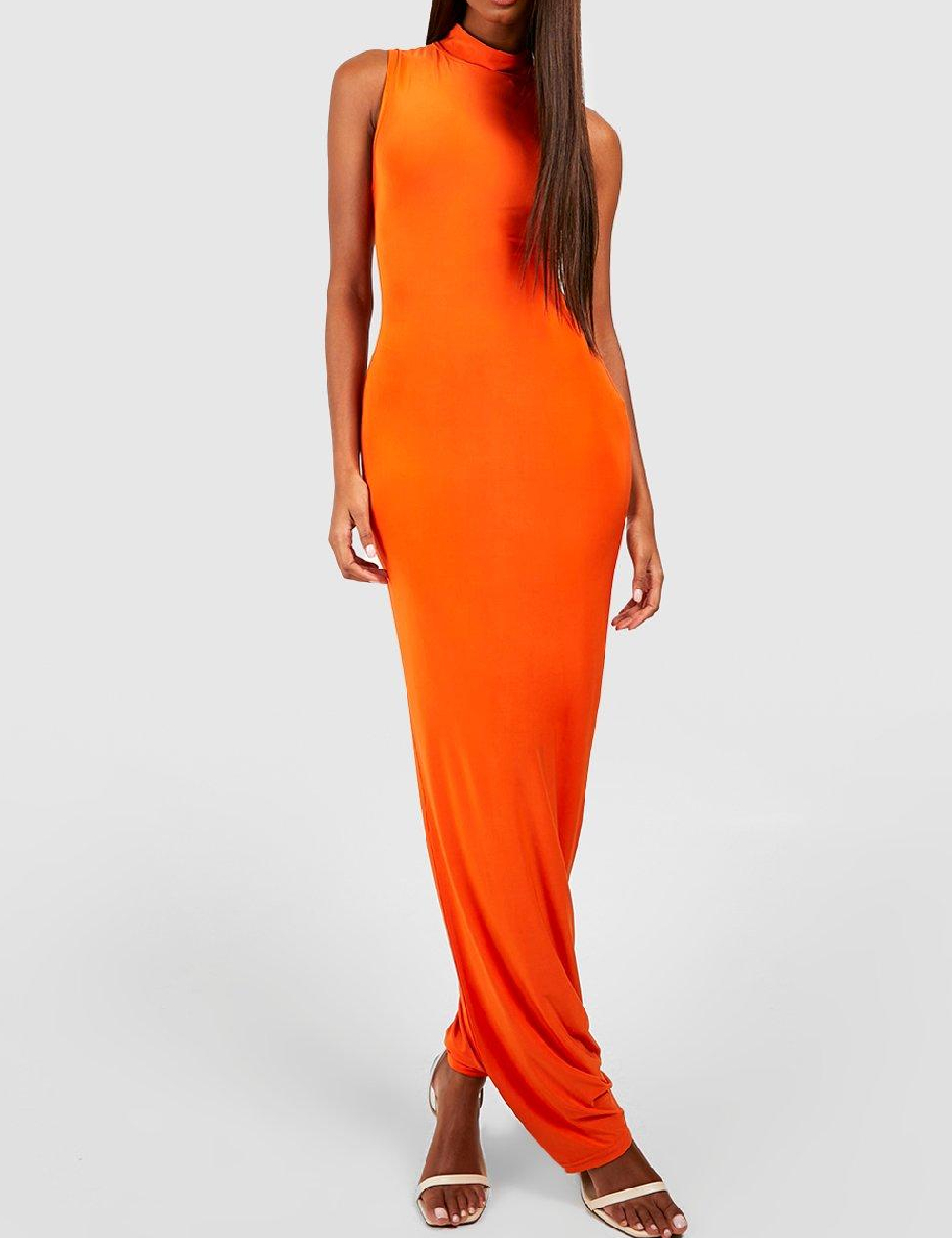 Rochie lunga Boohoo, portocaliu
