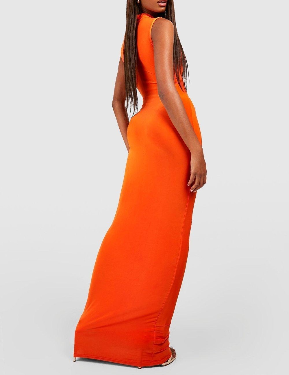Rochie lunga Boohoo, portocaliu - 1 | YEO