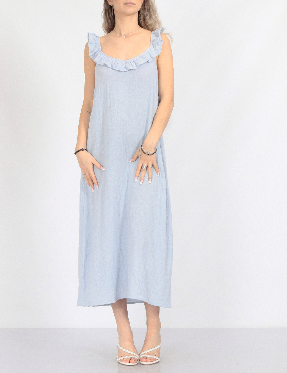 Rochie medie Pieces, albastru