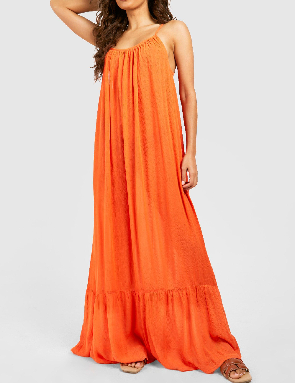 Rochie lunga Boohoo, portocaliu