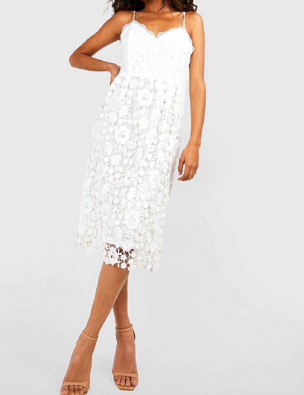 Rochie medie Boohoo, alb