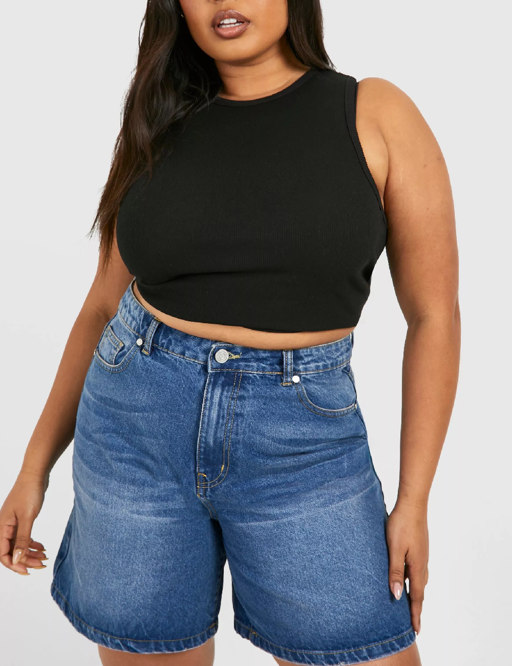 Pantaloni scurti Boohoo Plus Size, albastru