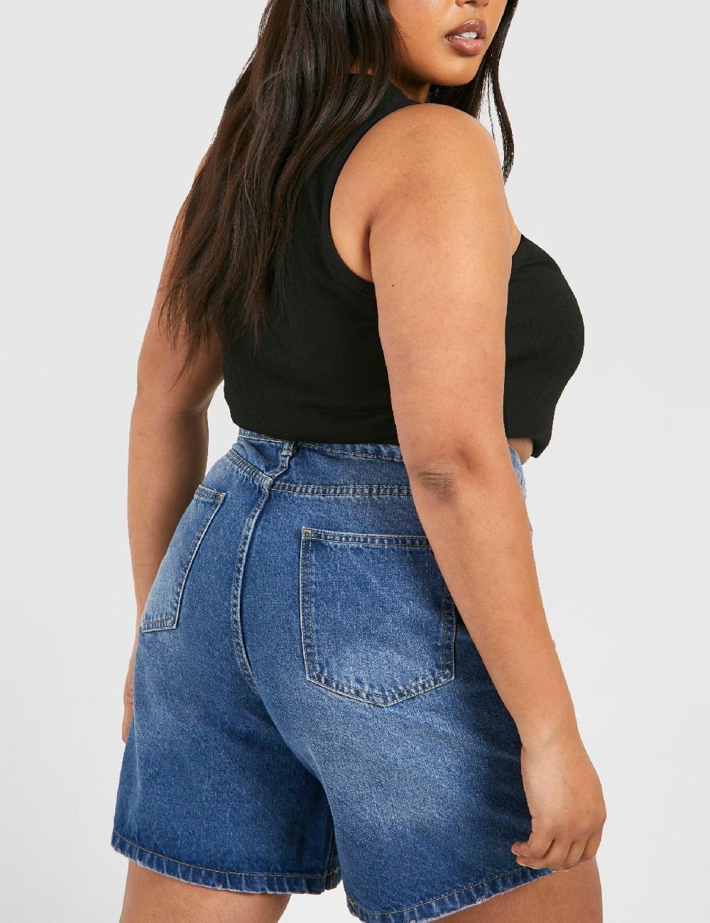 Pantaloni scurti Boohoo Plus Size, albastru - 1 | YEO