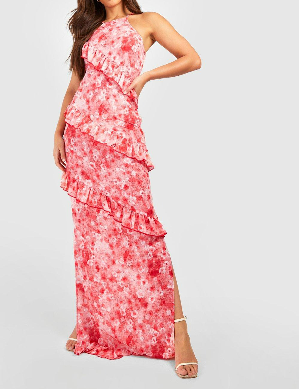 Rochie lunga Boohoo, roz
