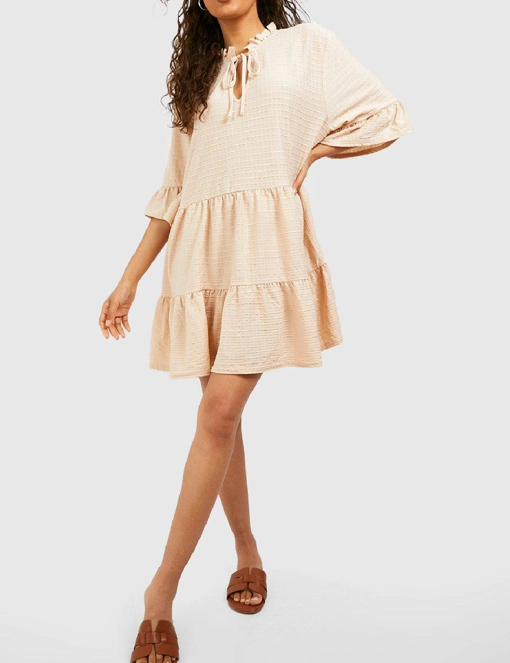 Rochie scurta Boohoo, crem